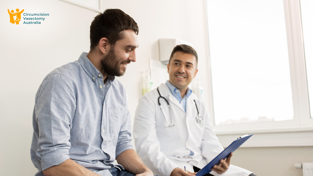 men consult with doctor